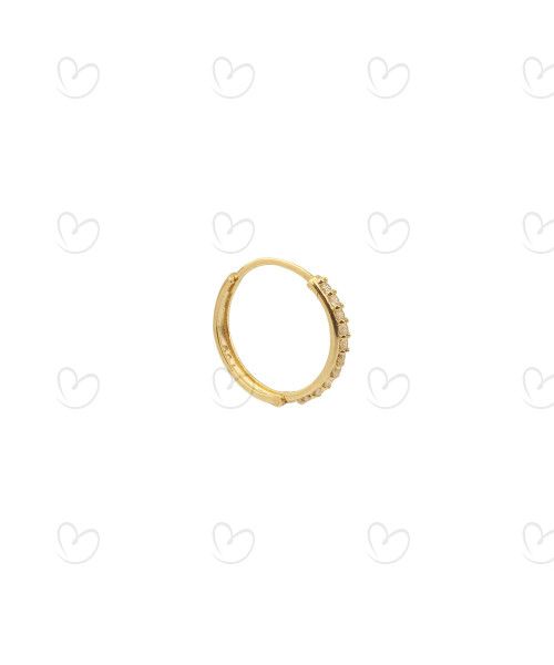 Brinco Masculino Argola Fileira Unica Cravejada 1 Unidade Ouro 18k