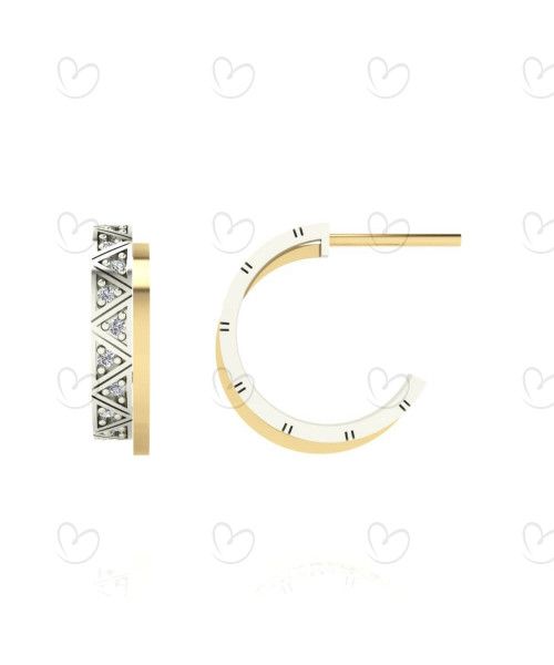 Brinco Argola Bicolor Dupla Ouro 18k