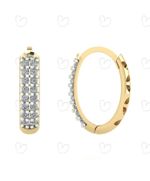 Brinco Argola Oval Pave com Zircônias Ouro 18k