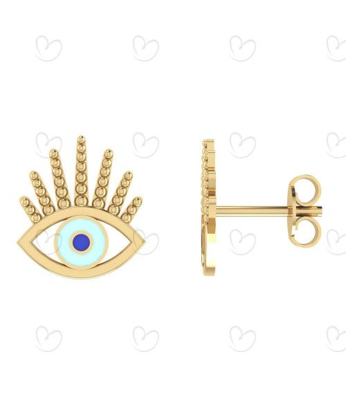 Brinco Olho Grego com Resina Ouro 18k