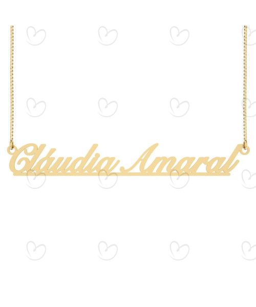 Gargantilha Manuscrito Dois Nomes Personalizado Liso Ouro 18k
