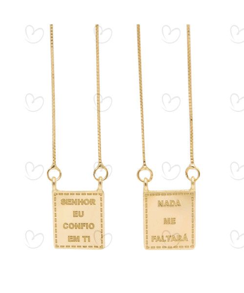 Escapulário Deus é Fiel Ouro 18k