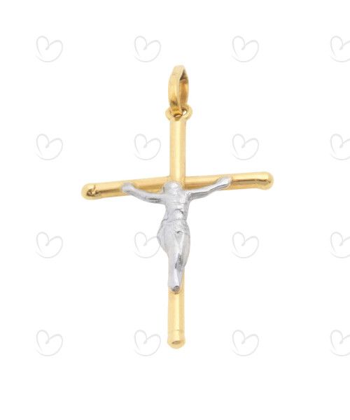 Pingente Cruz com Cristo 17mm x 25mm Ouro 18k