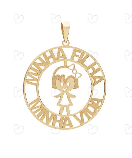 Pingente Mandala Minha Filha Minha Vida Ouro 18k