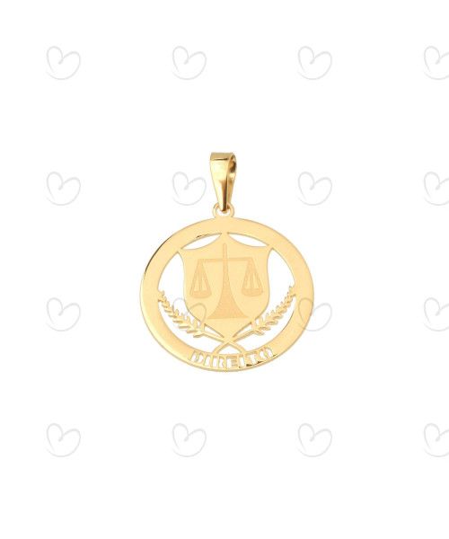 Pingente Formatura Direito Redondo Ouro 18k