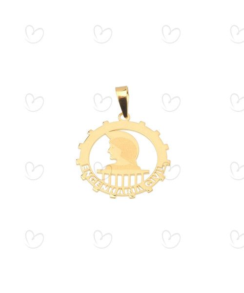 Pingente Formatura Engenharia Civil Redondo Ouro 18k