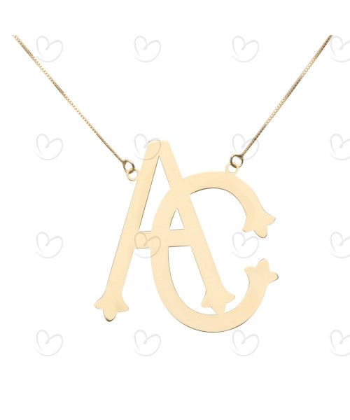 Gargantilha Monograma Personalizado com Duas Letras Ouro 18k