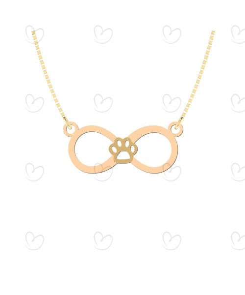 Gargantilha Pet Infinito com Patinha Ouro 18k