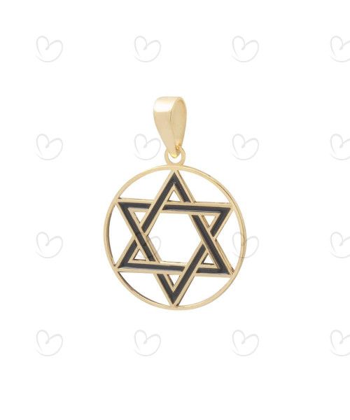 Pingente Estrela de Davi com Resina Ouro 18k