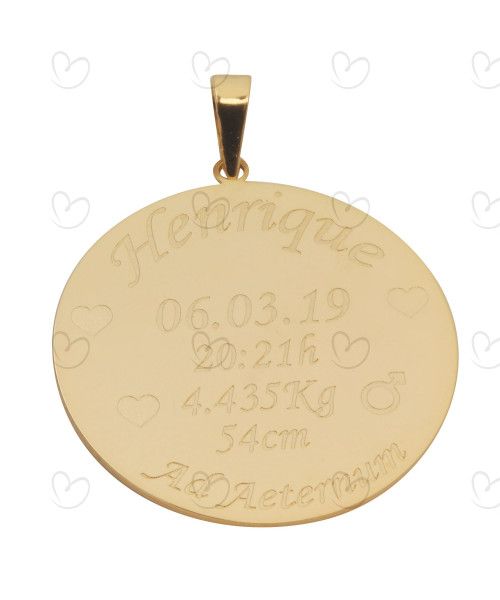 Pingente Nascimento Personalizado 25mm Ouro 18k