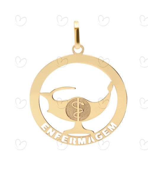 Pingente Profissão Enfermagem Ouro 18k