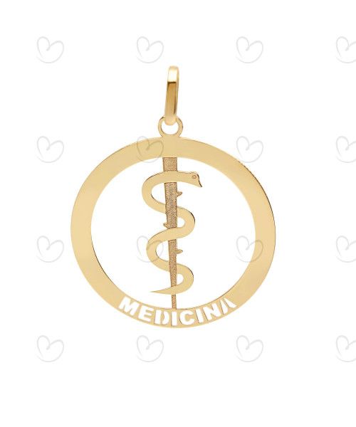 Pingente Profissão Medicina Redondo Ouro 18k