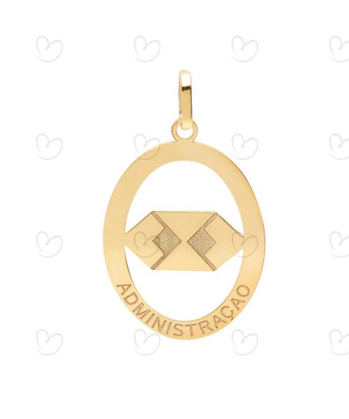 Pingente Profissão Administração Oval Ouro 18k