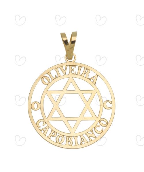 Pingente Estrela de Davi Personalizado Nomes 3cm Ouro 18k