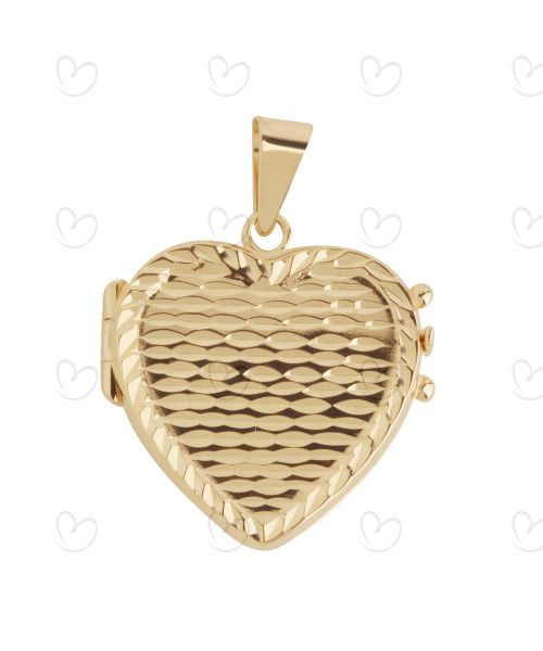 Pingente Relicário Coração Diamantado Ouro 18k