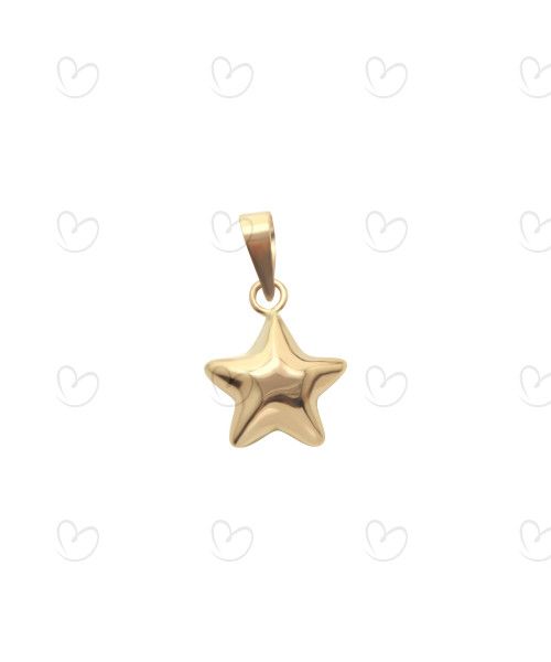 Pingente Estrela Dupla 10mm Ouro 18k