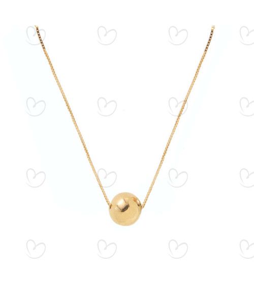 Gargantilha 1 Bola Lisa 5mm 45cm Com Ajuste em 40cm Ouro 18k
