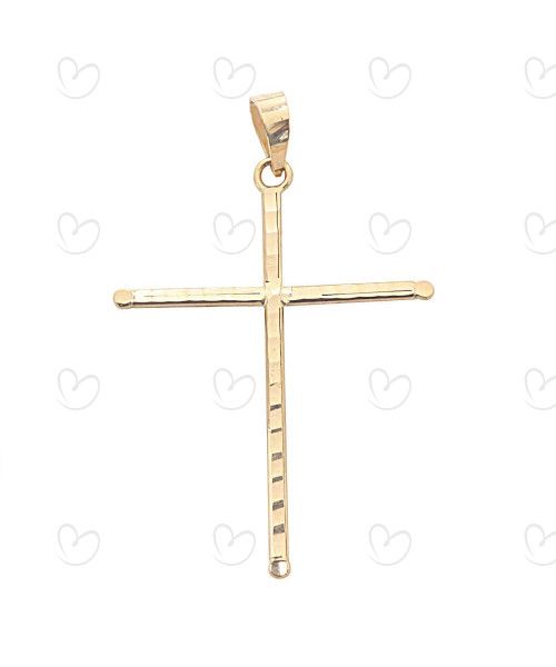 Pingente Cruz 30mm x 24mm Diamantada Ouro 18k