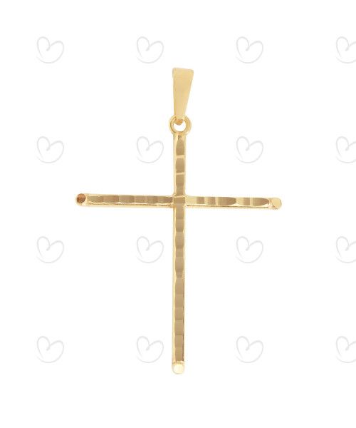 Pingente Cruz 21mm x 28mm Diamantada Ouro 18k