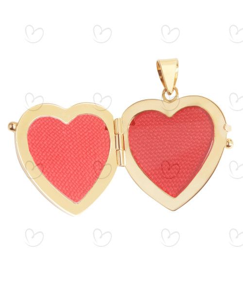 Pingente Relicário Coração Personalizado com Frase Ouro 18k