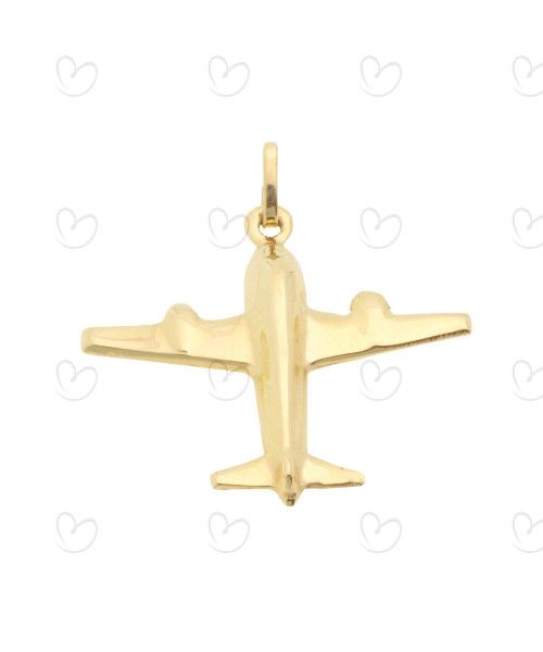 Pingente Avião Liso Ouro 18k