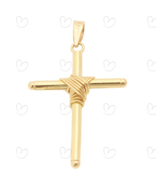 Pingente Cruz Amarrada 27.9mm x 19.8mm Ouro 18k