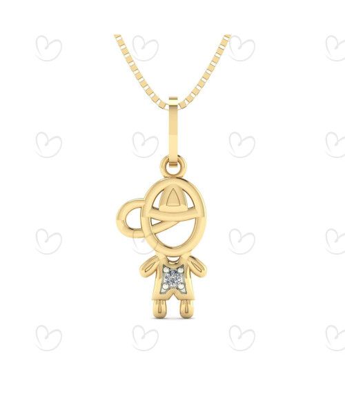 Pingente Menino com Pedra de Zircônia Ouro 18k