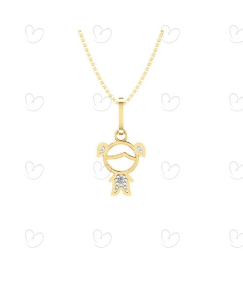 Pingente Menina Mini com Chuquinha Ouro 18k