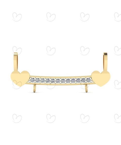 Pingente Canga Dupla de Coração com Zircônia Ouro 18k