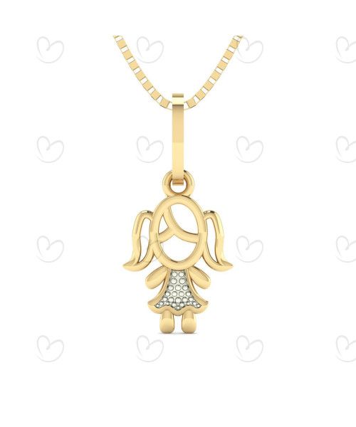 Pingente Menina de Chuquinha e Roupa Branca Ouro 18k