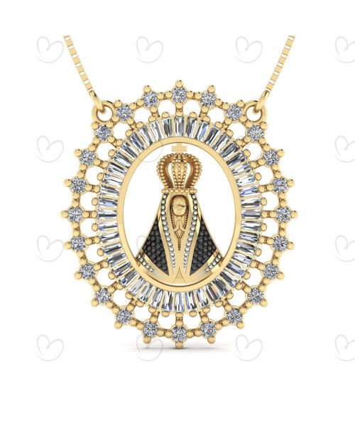 Gargantilha Nossa Senhora Aparecida com Veneziana Ouro 18k