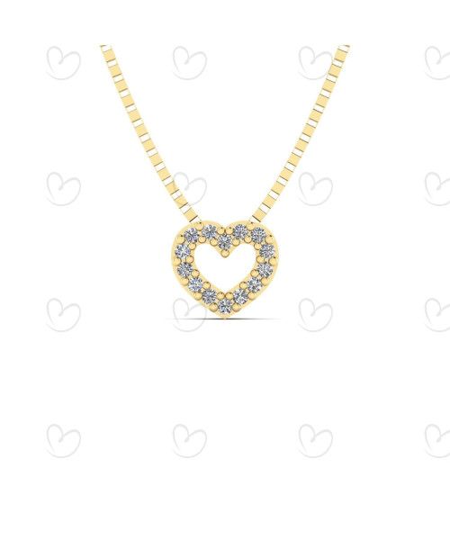 Pingente Coração com Diamante e Corrente Veneziana Ouro 18k