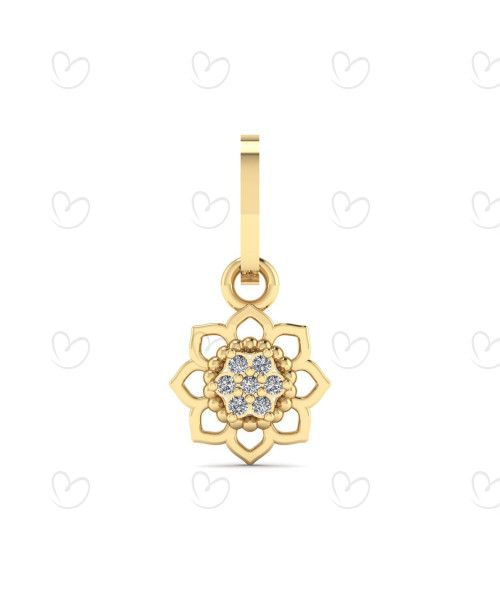 Pingente Miolo Flor Pavê com Diamante Ouro 18k