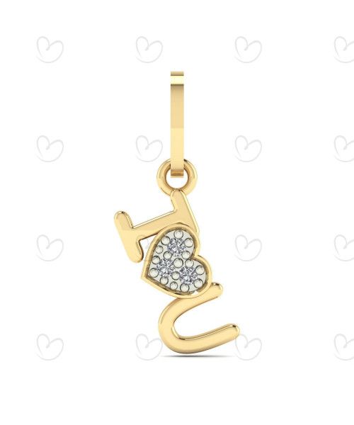 Pingente I love You com Coração Ouro 18k