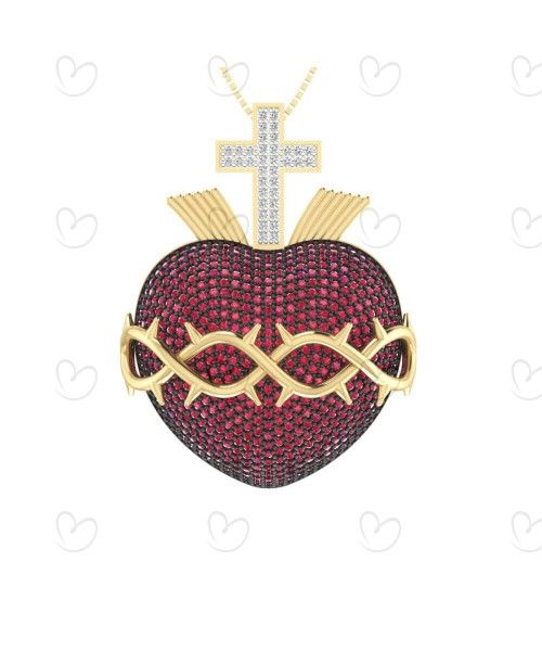 Pingente Sagrado Coração de Jesus Grande Ouro 18k