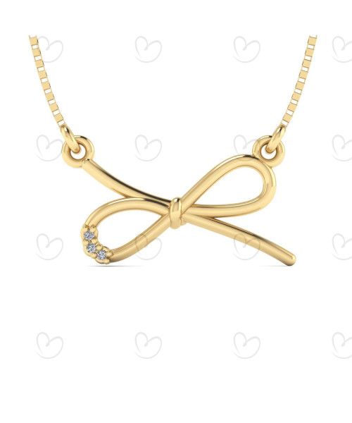 Gargantilha Laço com Diamante e Veneziana Ouro 18k