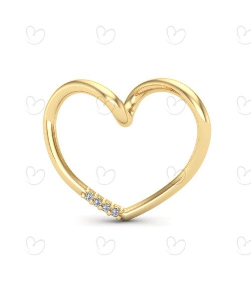 Pingente Coração com Diamante Ouro 18k