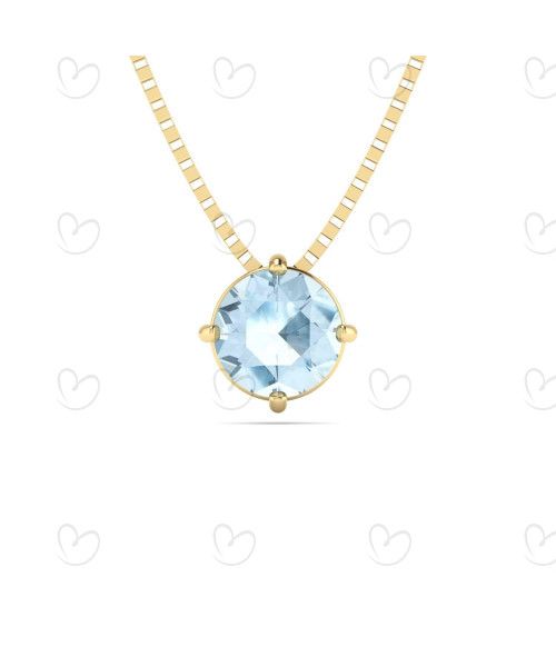 Gargantilha Ponto de Luz com Pedra Natural e Corrente Veneziana 5mm Ouro 18k