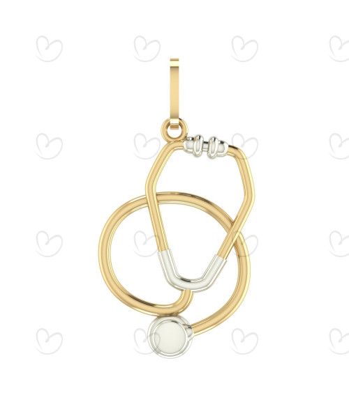 Pingente Profissão Estetoscópio Bicolor Ouro 18k