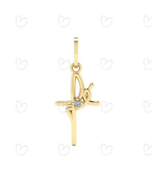 Pingente Fé com Zircônia Ouro 18k
