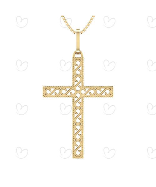 Pingente Cruz de Filigrana Ouro 18k