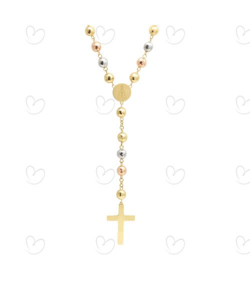 Terço Bola Diamantada 7mm Ouro 18k