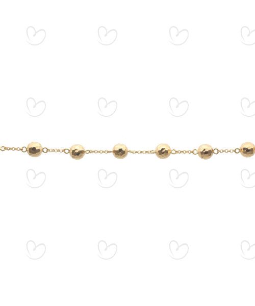 Pulseira Bola 7mm Diamantada 20cm Ouro 18k