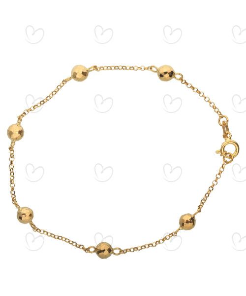 Pulseira 6 Bolas Diamantadas 5mm Ouro 18k