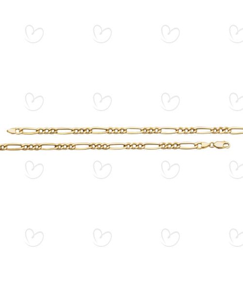 Corrente Malha 3x1 Achatada 60cm Ouro 18k