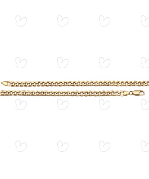 Corrente Groumet Achatada 60cm Ouro 18k