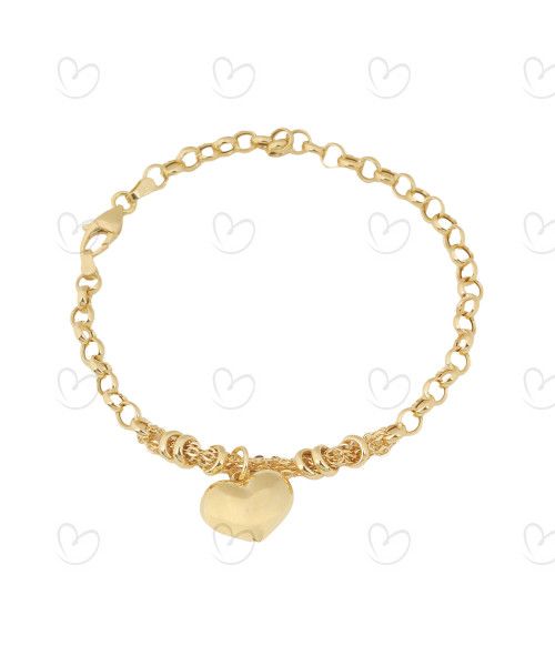 Pulseira Portuguesa com Coração em Ouro 18k