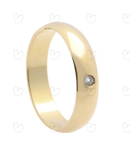 Aliança Comfort 5mm com 1 Zircônia Ouro 18k