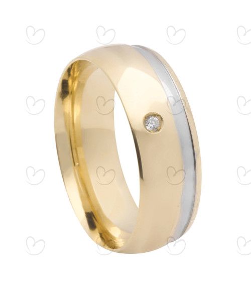 Aliança Comfort com 1 pedra de Zircônia Ouro 18k