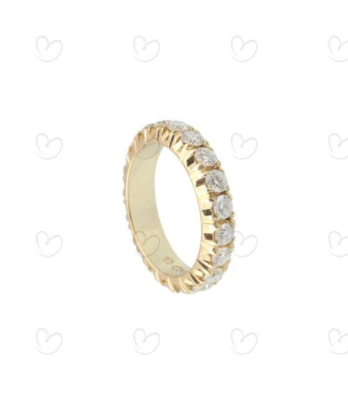 Anel Aliança Cravejada Inteira 3mm Ouro 18k